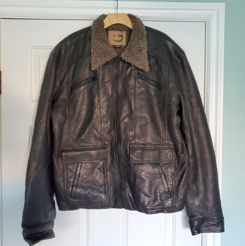 Guess leather sherpa jacket